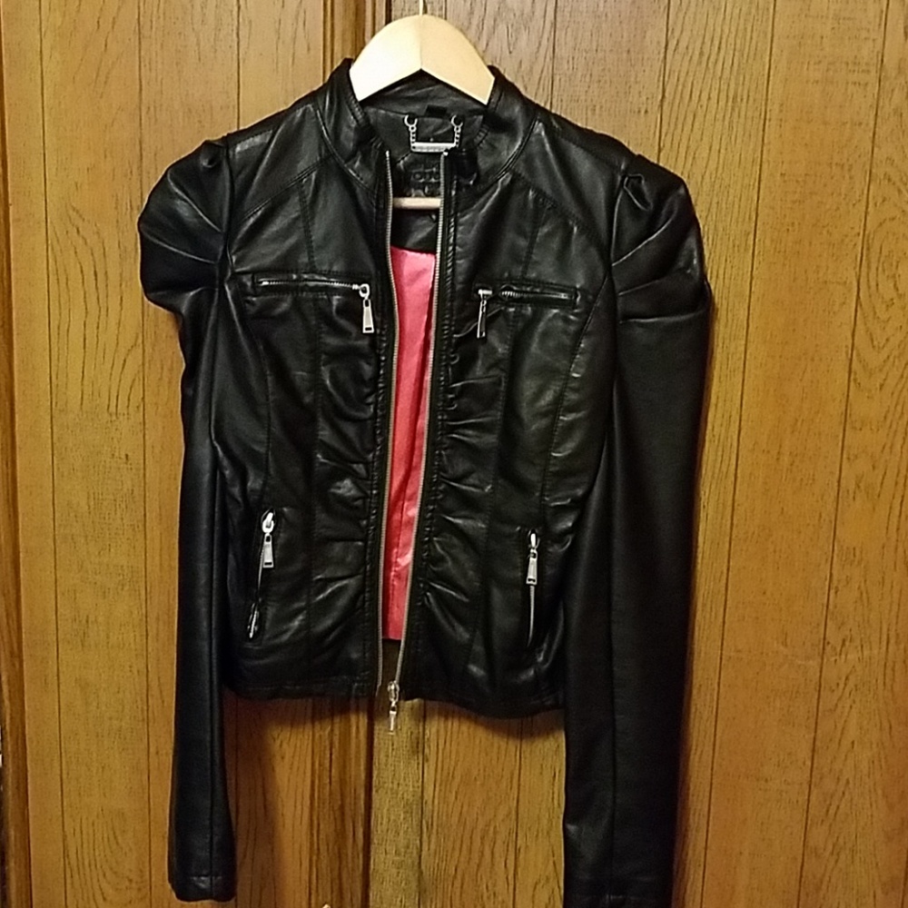 Juniors Black Jacket leather imitation